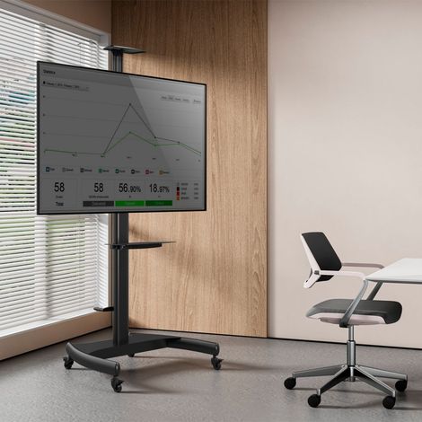 Soporte de Pie Inclinable/ Giratorio con Ruedas y Manivela Aisens FT70TE-169 para TV 37-70/ hasta 50kg