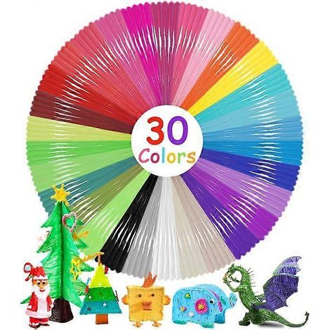 Recharges de filament PLA pour stylo 3D SCRIB3D P1 et MYNT3D : 16 couleurs, 97,5 m (320 pi), 1,75 mm, sans danger pour les enfants, livre numérique de 250 pochoirs. (1/5)