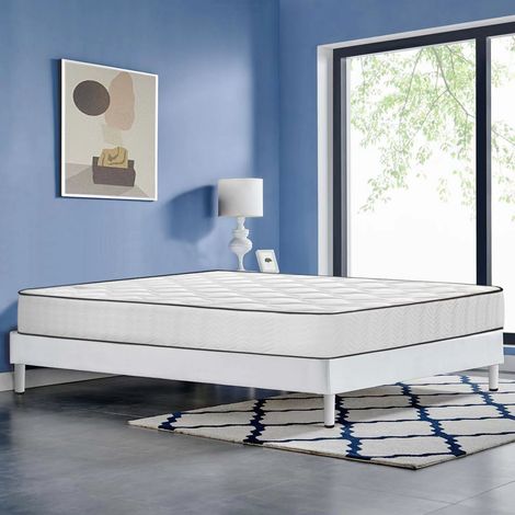 Bolli – Ensemble sommier tapissier et matelas 140x190 – Matelas mémoire de forme 22cm – Sommier robuste en bois massif – Livraison rapide en France