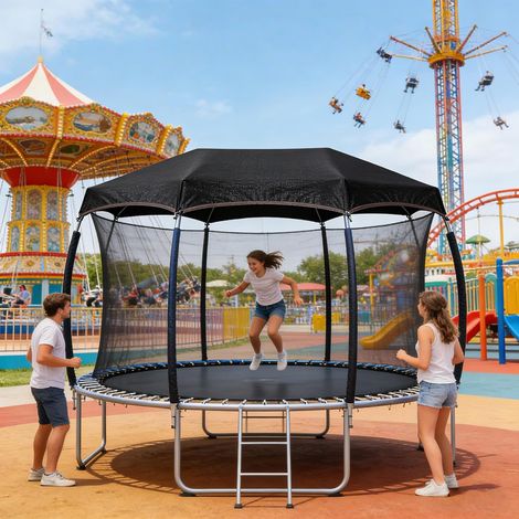 Housse de protection solaire pour trampoline 366 cm Toile de protection solaire pour trampoline Accessoires pour trampoline résistants aux UV et imperméables