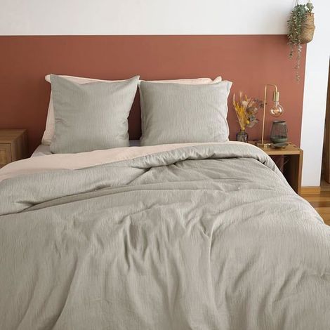 Parure de lit - Housse de Couette - 220x240 cm - 2 Taies d'oreiller - Réversible - Certifiée OEKO-TEX