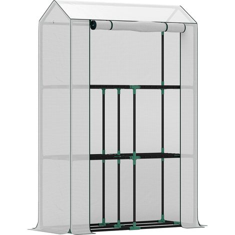 Serra in film plastico con ripiani e porta arrotolabile in acciaio bianco 100 x 40 x 150 cm (1/5)