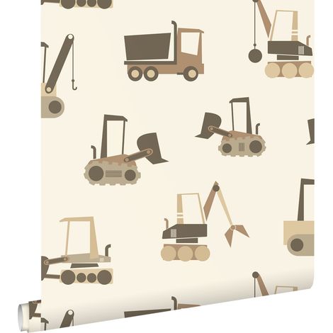 papier peint véhicules beige et marron - ESTAhome