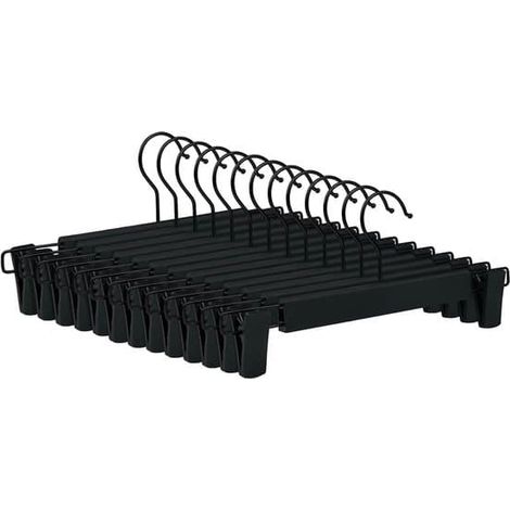 Cintre à vêtements - Cintre à pantalons - Réglable et rotatif à 360° - Lot de 10 - Pour dressing et penderie - Noir (1/5)