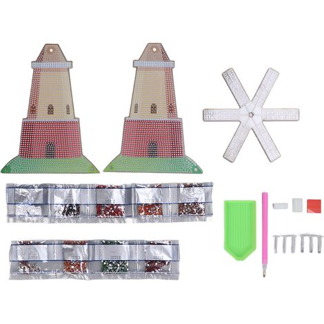 Décorations peintes aux strass : Grand moulin à vent - Kit de peinture strass 5D DIY, éclatant, raffiné et imperméable (1/5)