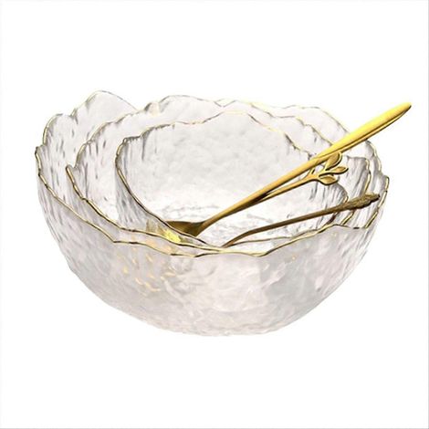 Verre saladier irregular bol en verre avec doré edge bol mélangeur (1/5)