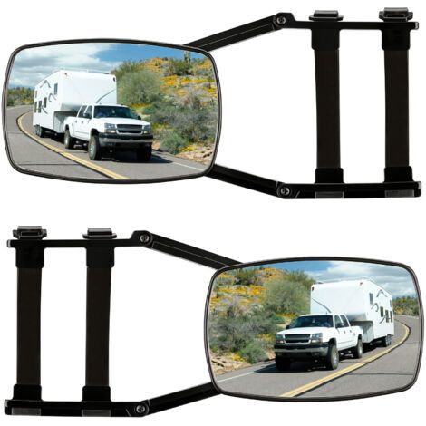 Wiltec Wohnwagenspiegel 2 Stück universal Außenspiegel 2er Set für Wohnwagen und Caravan mit Gummiriemen, drehbar und zusammenklappbar (1/5)