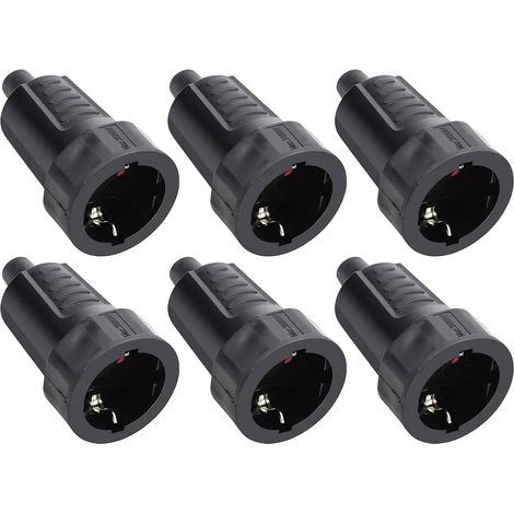 Schuko coupler 250 V/16 A, Schuko plug, rubber coupler, IP44, protection contact, coupler for 8 mm cable (1/5)