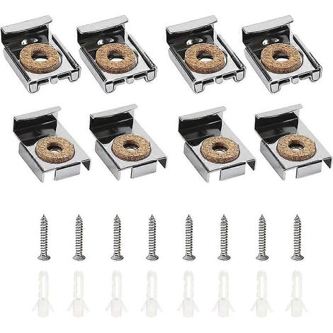 Kit de fixation murale pour miroir sans cadre, comprenant 8 clips de suspension de qualité supérieure, idéal pour la salle de bain et le salon. (1/4)