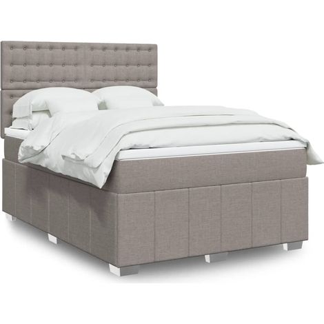 vidaXL Sommier à lattes de lit avec matelas Taupe 160x200 cm Tissu (1/5)