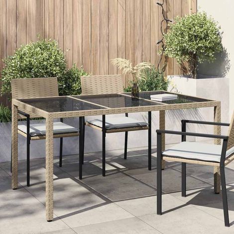 vidaXL Mesa de Jardín Beige 150 x 90 x 75 cm ratán sintético (1/5)