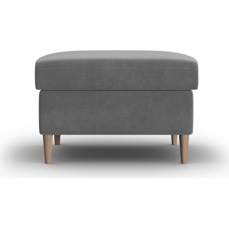 Pouf en velours gris clair (1/5)
