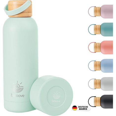 Gourde en acier inoxydable 500 ml – Convient pour les boissons gazeuses, 100 % étanche, passe au lave-vaisselle, sans BPA, bouteille isotherme à double paroi – Garde au chaud 12 h et au froid (1/5)