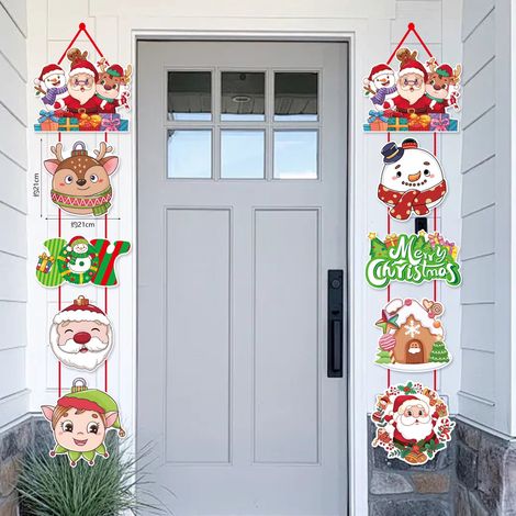 Guirlande Porte Noël - Décoration Porte Papier - Motif Père Noël Bonhomme De Neige - Pour Intérieur - 1 Pièce (1/5)