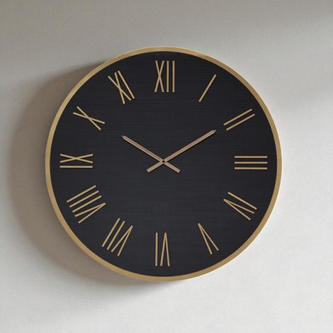 Orologio rotondo D80 cm in Laminam Nero con dettagli Rame LAZARUS (1/3)