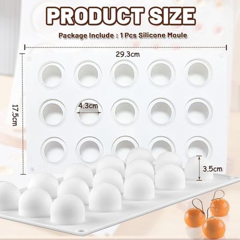 Silikonkugelform mit 15 Mulden, Ø 4,3 cm, für Schokolade, Eiswürfel, Seife und Kuchendekoration. (1/5)