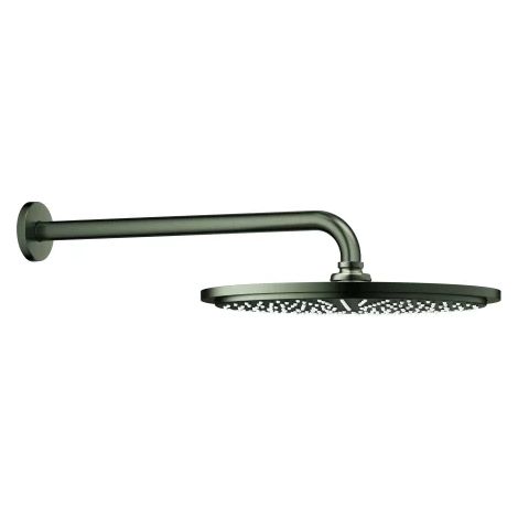 GROHE Set soffione doccia Rainshower Cosmopolitan 310 100738, 1 tipo di getto, soffione doccia in metallo (27 478), braccio doccia 380 mm, portata massima (a 3 bar): 8 l/min, satin graphite, 100738MG0