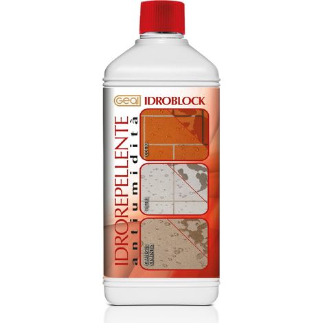 GEAL IDROBLOCK. Idrorepellente antiumidità. Evita la formazione di efflorescenze. 1 Litro (1/2)