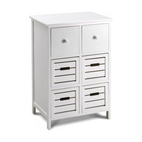 Mobiletto soggiorno, 6 cassetti in legno paulownia bianco 50x32x75H Slome