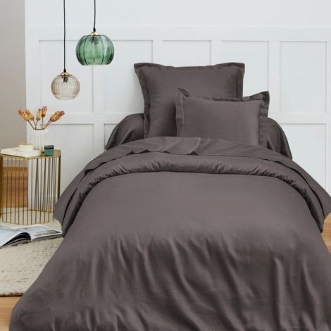 Housse de couette 140x200 cm - MATIN CALIN - Prémium - 100% coton - Certifiée Oeko-Tex - Gris Ardoise