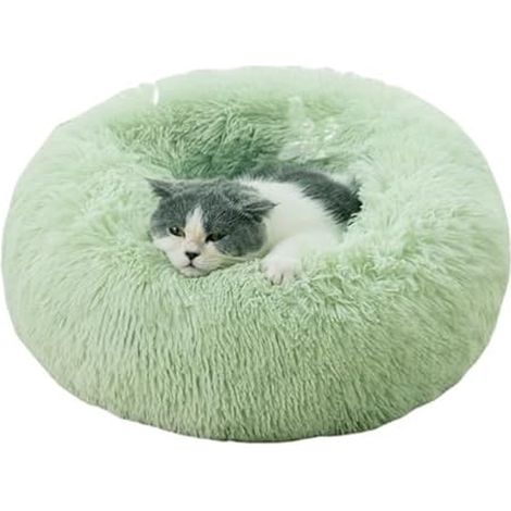 Panier Chien Rond Coussin Chien Peluche Lit pour Chat, Coussin Chat Lavable Peluche Animale Compagnie Lit Donut Coussin Convient Chaud pour Automne Hiver Utilisation (70 cm,Menthe) (1/3)