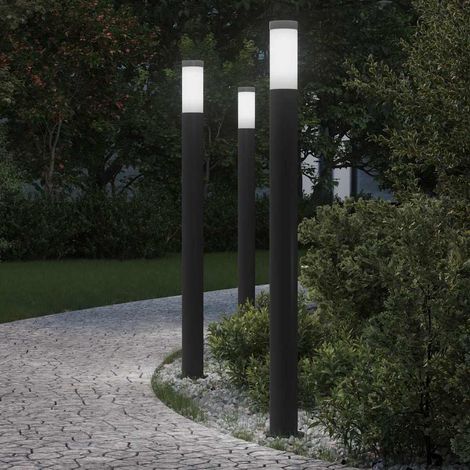 Balizas de luz, 3 unidades, 110 cm, acero inoxidable, IP44