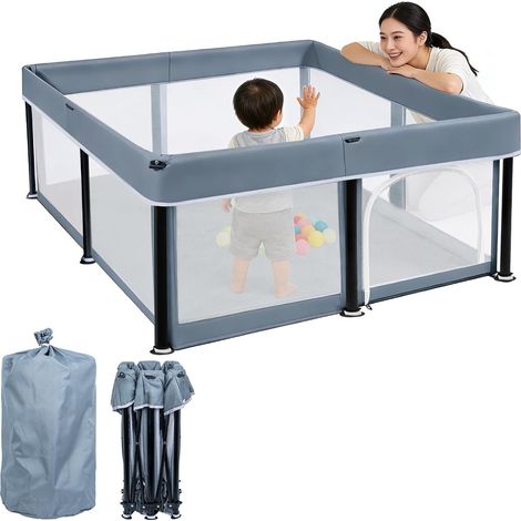 Parc pliable pour bébé, 125 x 125 cm, Gris foncé (1/5)