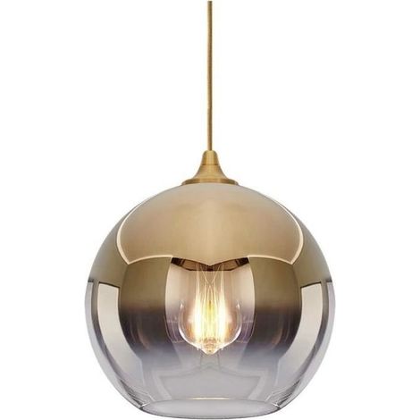 Suspension fixture in glass 20cm Finish brass polish Style scandinave modern Socket E27 for bulbs LED up to 60W (1/4)
