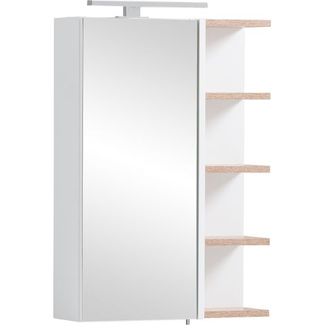 Badezimmer Spiegelschrank weiß mit Eiche BARLETTA-80 (1/5)