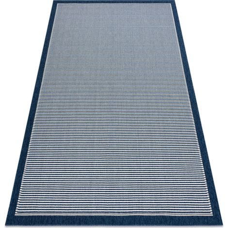 Carpet SPRING 20411994 lines, frame sisal, looped - blue blue 80x150 cm