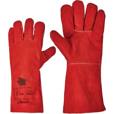 Guanti In Pelle Rossa da Saldatore UPower Flame Rosso M