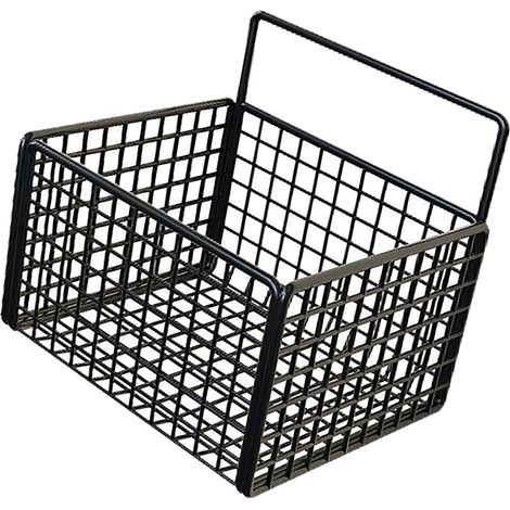 Lot mural panier de rangement adhésif sans perçage métal fil suspendu pour cuisine garde-manger salle de bain organisation noir (1/5)