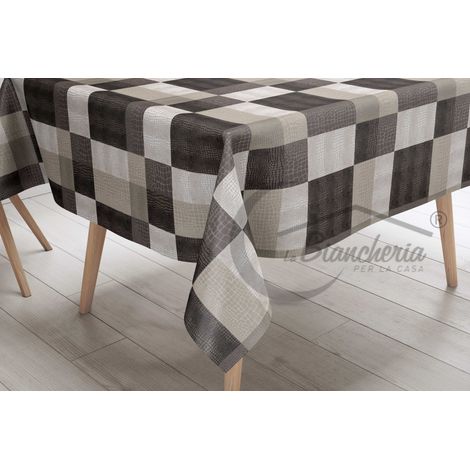TOVAGLIA LIMA © in TELA CERATA plastificata LAVABILE idrorepellente in PVC MODERN marrone made in Italy Cm. 140x100 x4 persone (1/5)