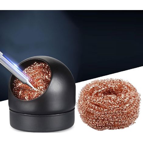 Pulitore per punte in metallo, Filo per pulizia punte per saldatore con lana di ottone, Pulitore per punte per saldatore, Pulitore per punte per saldatore, 1 supporto per saldatore, 2 spirali in lana (1/5)