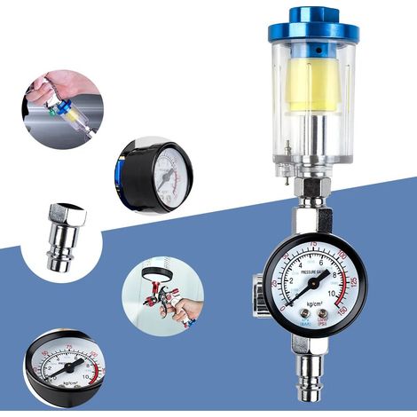 1/4"-Druckluftspritzpistole, Druckregler, Luftregelventil mit Manometer und Abscheiderfilter, Wasserabscheider, Kompressor (1/4)