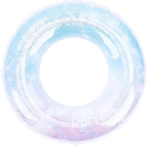 Bouée gonflable scintillante, motif pailleté, accessoire coloré pour l'été, la plage et les fêtes, pour enfants et adultes, 90 cm de diamètre (1/5)