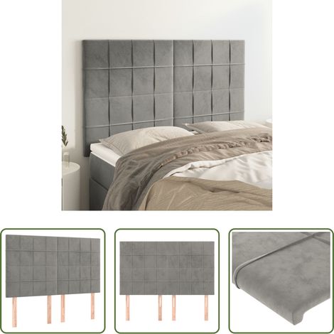 vidaXL Cabecero gris claro 144x5x118/128 cm terciopelo (1/5)