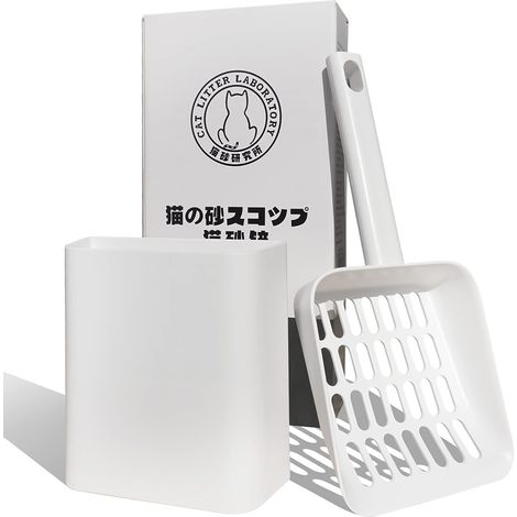 Cat litter scoop with stand, ergonomic handle, for litter cleaning. (1/5)