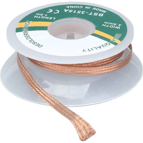 Mèche à dessouder sans nettoyage, alliage de cuivre, faible résidu de soudure, ceinture tressée 1,5 mètre 3,5 mm (3515A)