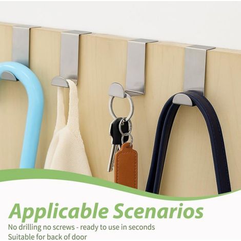 Porte Crochet - Inoxydable Sans Percage - Pour Porte Cuisine Torchon Sacs Vêtements - 8 Pièces (1/5)