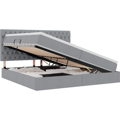 Maison Exclusive - Aufbewahrungsbett mit Matratze Hellgrau 200 x