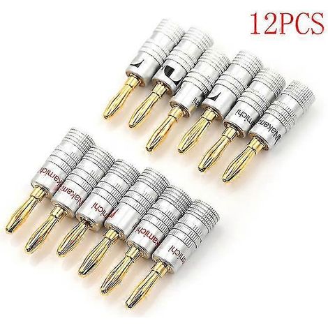 Lot de 12 connecteurs adaptateurs de fiches bananes pour haut-parleurs Nakamichi dorés (1/5)