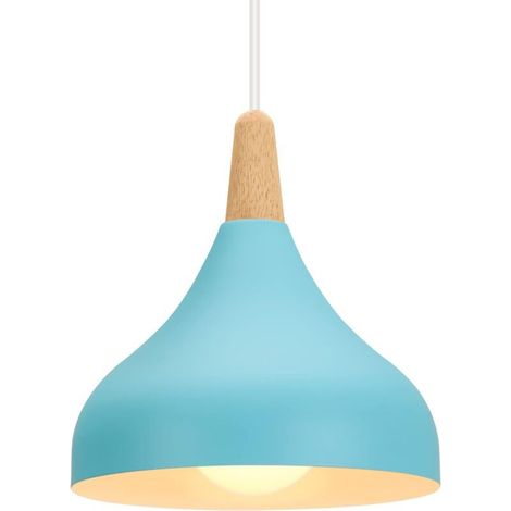 Suspension Rétro, Suspension Luminaire Moderne Style Goutte Chapeau Plafonnier E27 Métal Lampe Suspension pour Chambre Salle à Manger Cuisine, Bleu (1/5)