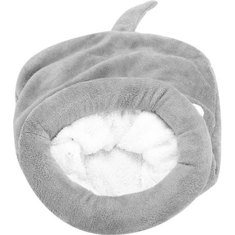 Lit pour animaux - OMABETA - Grotte en peluche douce - Gris - Taille M - Confortable et décoratif (1/4)