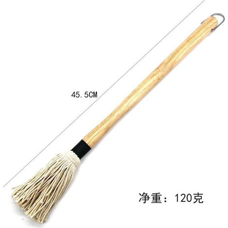 Grillbürste aus Holz – einteiliger Kochpinsel für Saucen und Marinaden, langer hitzebeständiger Griff, ideal zum Räuchern, Grillen und Kochen im Freien – Bademopp aus natürlicher Baumwolle/Silikon