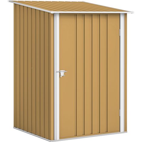 Caisse de rangement jardin extérieur en acier galvanisé, armoire à outils avec porte battante, 100x104x160 cm, jaune