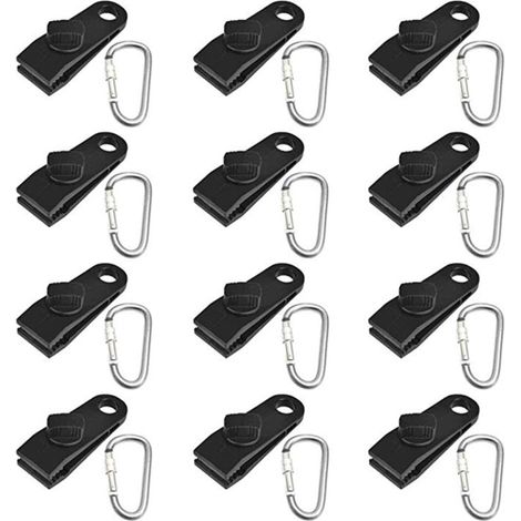 12 abrazaderas para lona, nailon, sistema de bloqueo, orificio de fijación, camping, caravana, barco. (1/5)