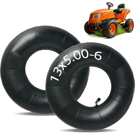 Lot de 2 chambres à air pneus 13 x 5,00-6 pour roue pneumatique avec une forte capacité de charge, tube de rechange pour brouette, tige de valve incurvée pour brouette intérieure, pour tondeuse à (1/5)