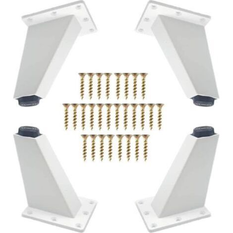 4 Pièces Pieds de Meubles,Pieds de Meubles Obliques en Métal en Aluminium,Remplacement de Jambes de Canapé pour Armoire Canapé Commode de Table, Vis de Montage Incluses,Blanche, 80 mm (1/5)