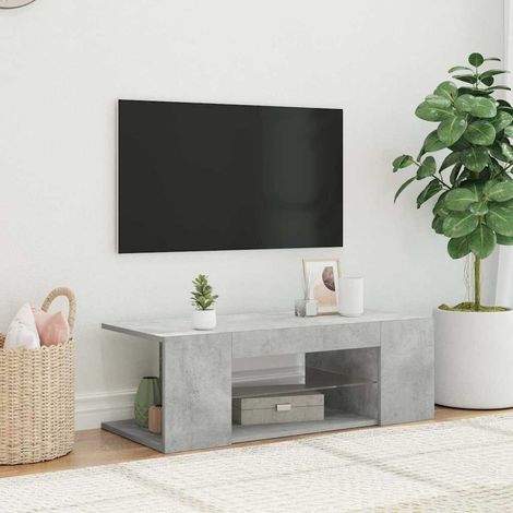 vidaXL Mueble de TV con luces LED gris hormigón 90x39x30 cm (1/5)